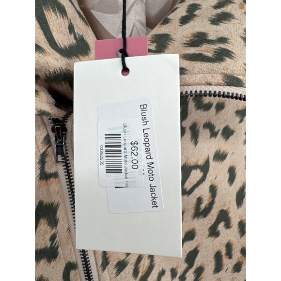 Andree By Unit Blush Leopard Moto Jacket faux suede size medium womens new $67 - Picture 4 of 6